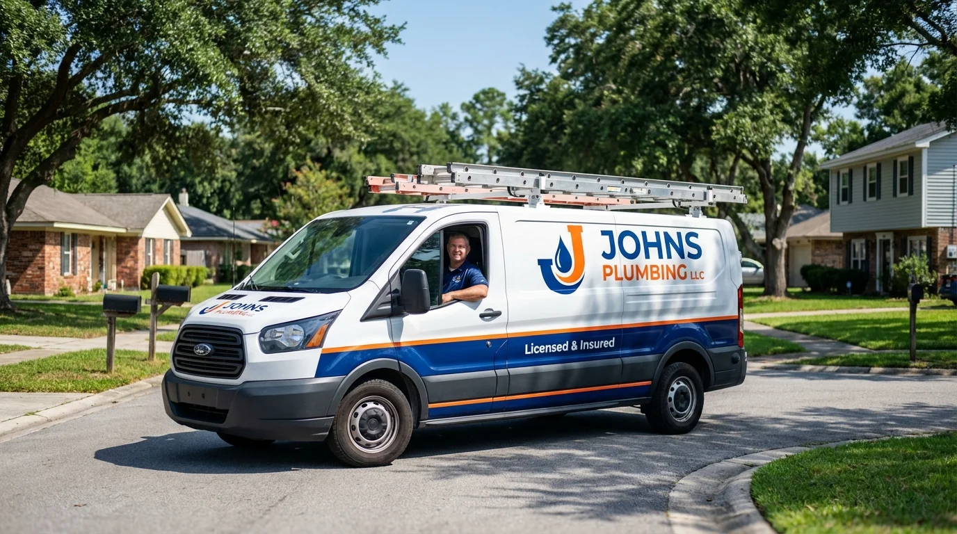 Johns Plumbing LLC service van in Waynesburg, PA