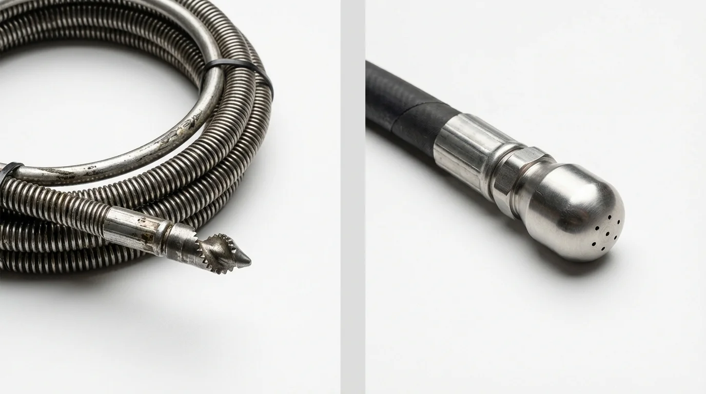 Drain snake cable and hydro jetting nozzle used for drain cleaning in Waynesburg, PA